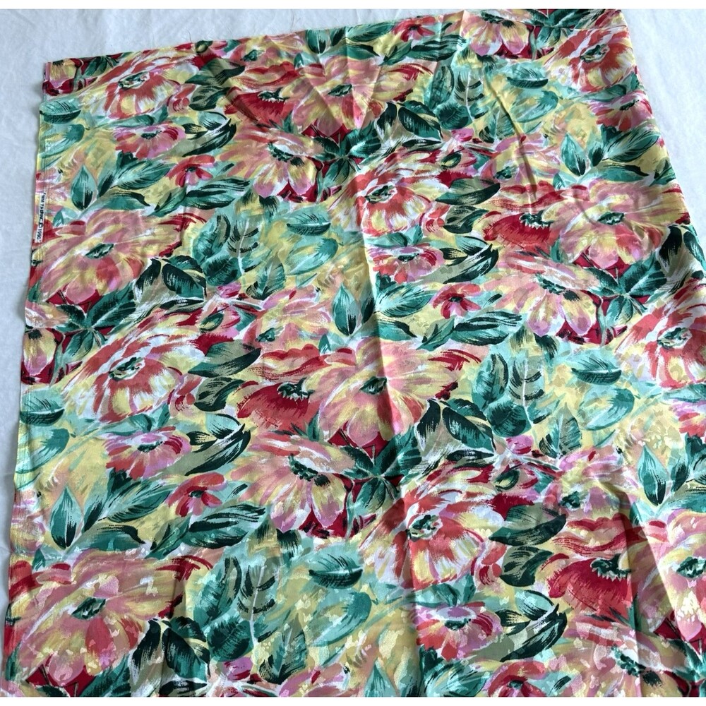 Vintage 1990 MM Fab Inc Floral Silky Polyester Fabric Lightweight Hawaiian